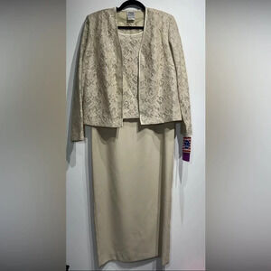 R & M Richards Size 8 CHAMPAGNE Lace Sequin formal dress jacket MOB Vintage USA